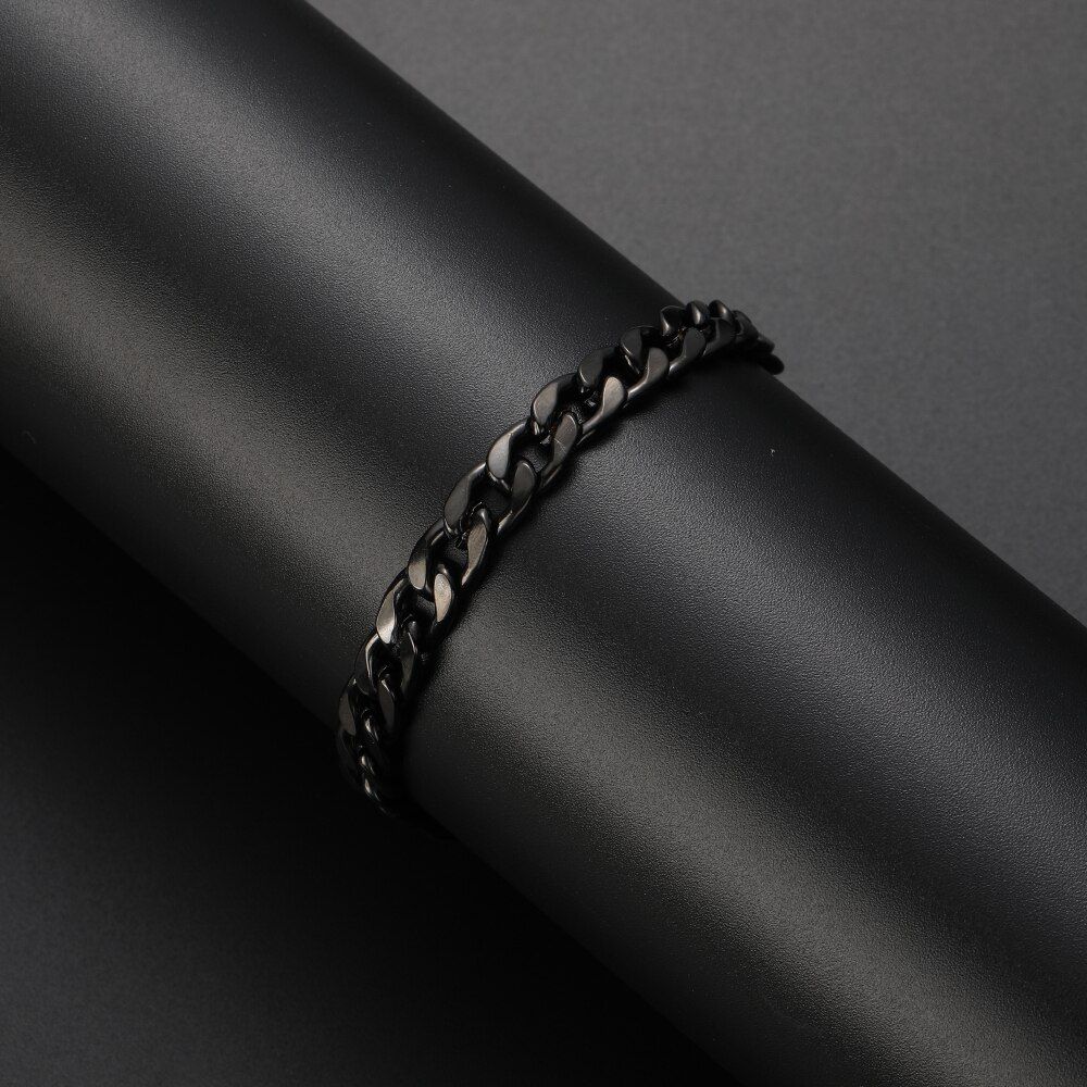 8MM 10MM Stainless Steel Black Chain Bracelet For Men Fashion Punk Hip Hop Jewelry Length 20CM Drop shipping