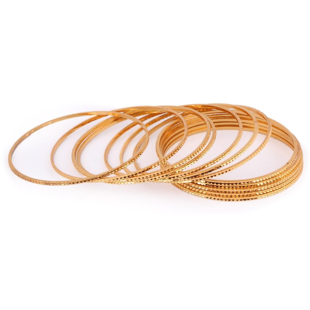 Gold Plated Bronze Churi Or Hand Ring For Women- 12 Pcs