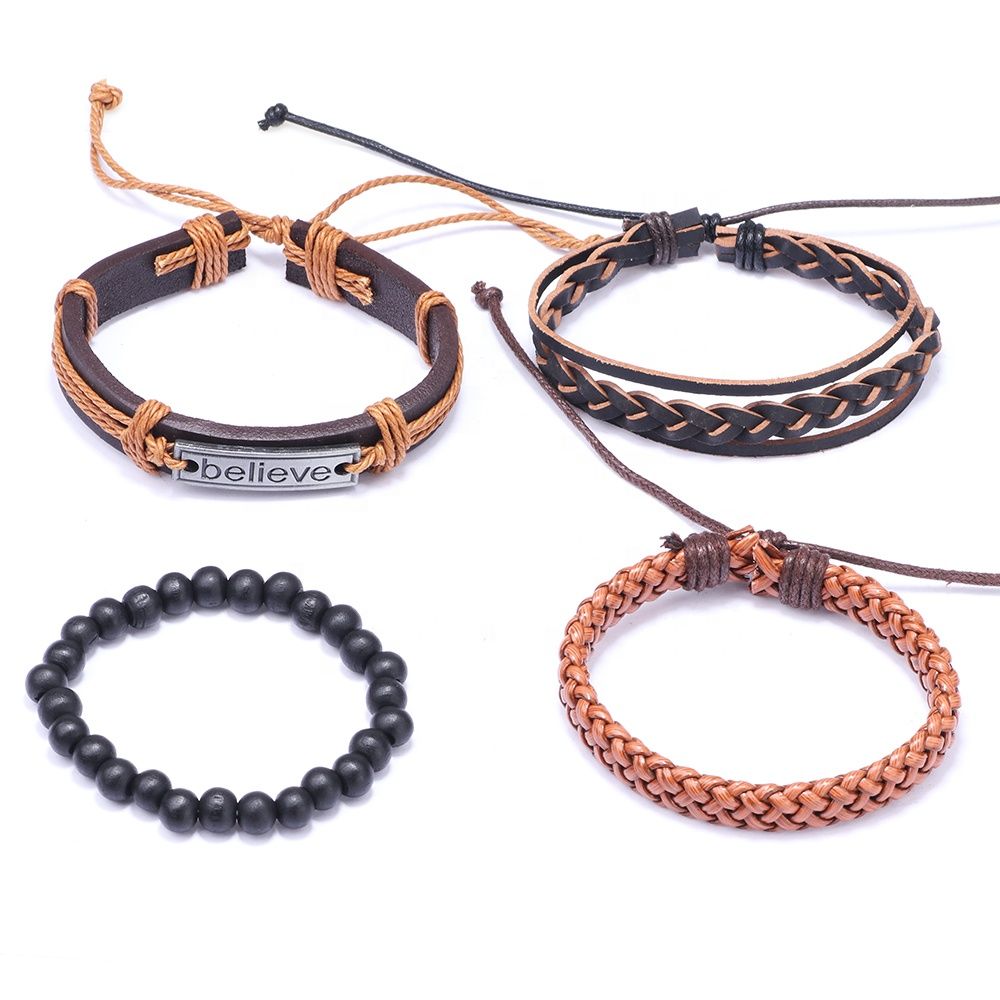 "Believe" message multilayer leather bracelets, multil strands leather rope bracelets, layers leather bracelets