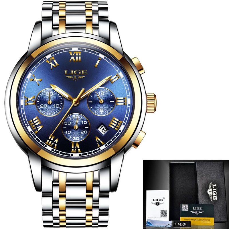 Relogio Masculino LIGE Men s Watches Business Luxury Brand Watch Mens Quartz Stainless Steel Clock Fashion