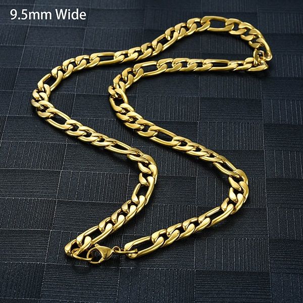 Figaro Gold Color Stainless Steel Necklaces Link For Men Women Chains Jewelry Fancy Christmas Gifts