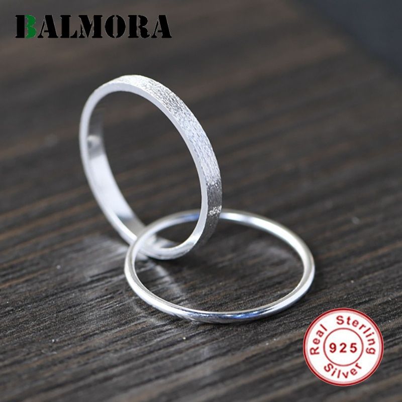 BALMORA  925 Sterling Stacking Ring for Women Girls Simple Midi Knuckle Double Rings Vintage Fashion Jewelry Anillos
