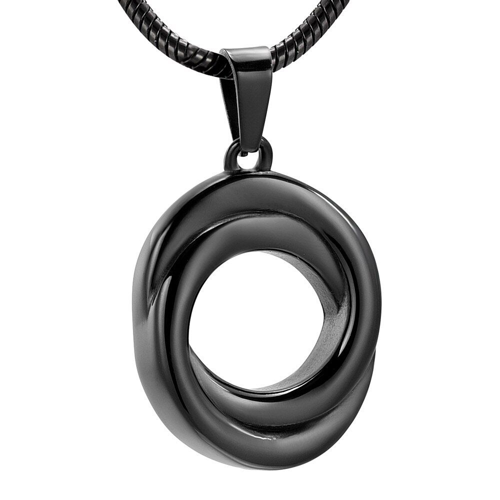 LKJ11728 Eternal Circle of Life Funeral Urn Ash Holder Keepsake Jewelry Stainless Steel Cremation Necklace with Snake Chain