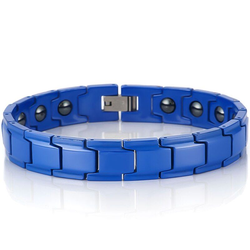Magnetic Therapy Bracelet For Boys Blue Black Ceramic Mens Bracelets Wristband Men Bio Energy Hematite Stone Jewelry Gifts Drop