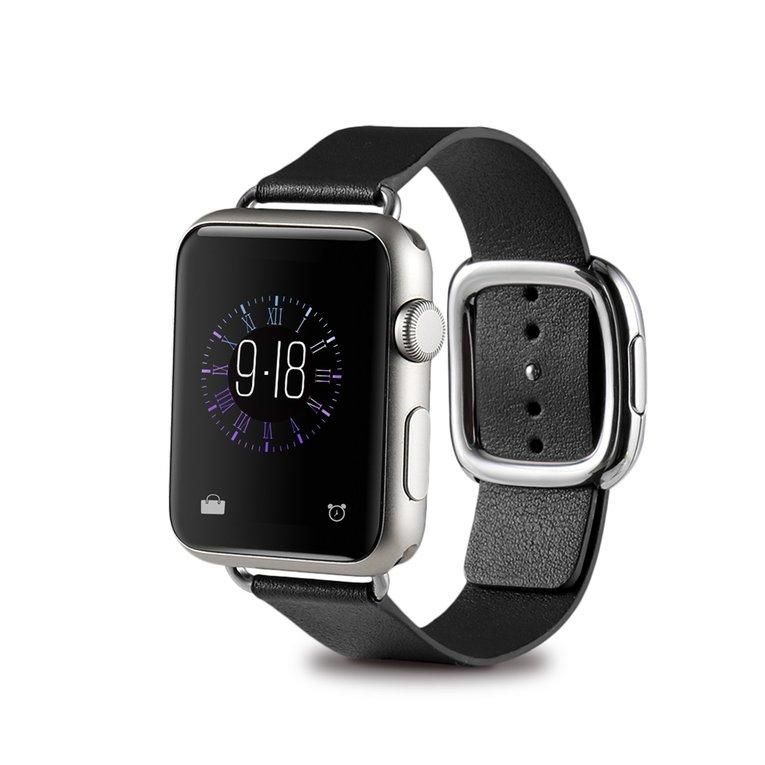 Model Buckle Smooth PU Leather Loop with 2 Magnetic Closure for Apple Watch