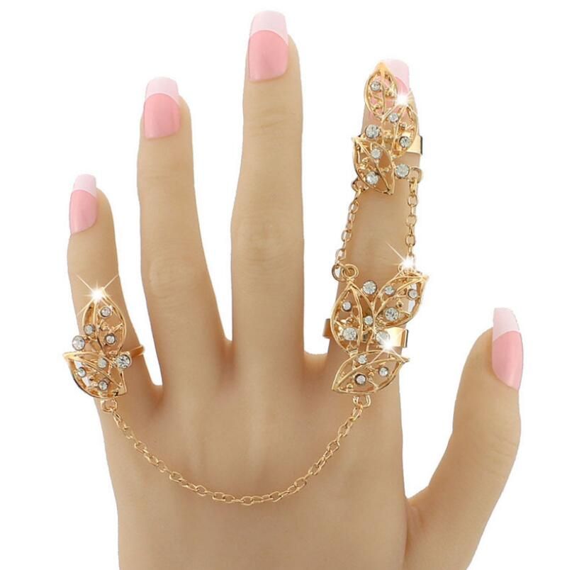 NADEEM Women Bohemia Multiple Crystal Stack Knuckle Band Link & Chain Finger Rings Set Fashion Women Girl Gift Punk Ring Jewelry