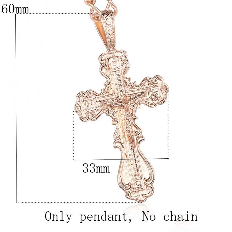 Fashion Jewelry Women Mens 585 Gold Color Crucifix Necklace Pendant Orthodox Cross Chains Jewelry