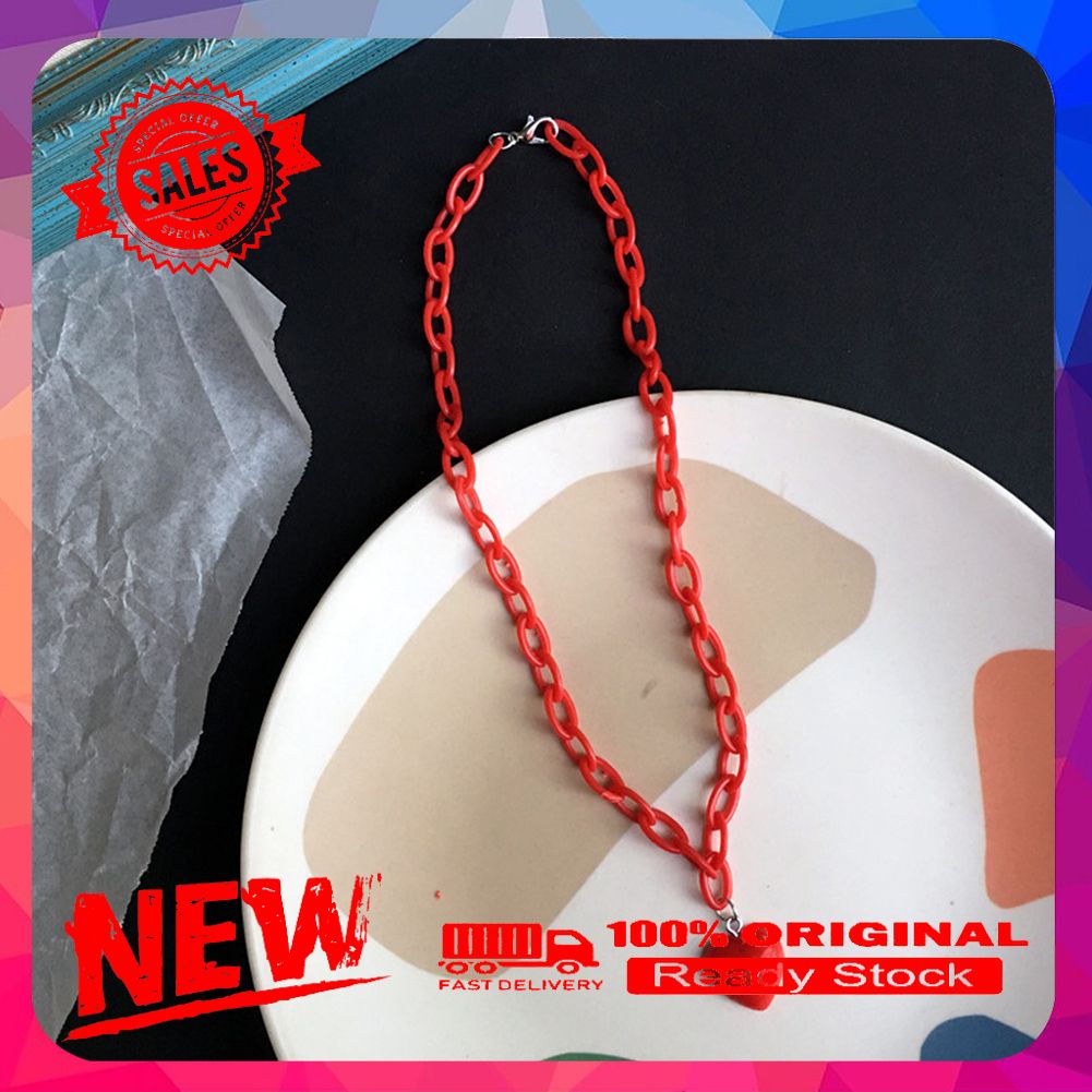 Women Candy Color Heart Pendant Single Double Layer Necklace Party Jewelry Gift
