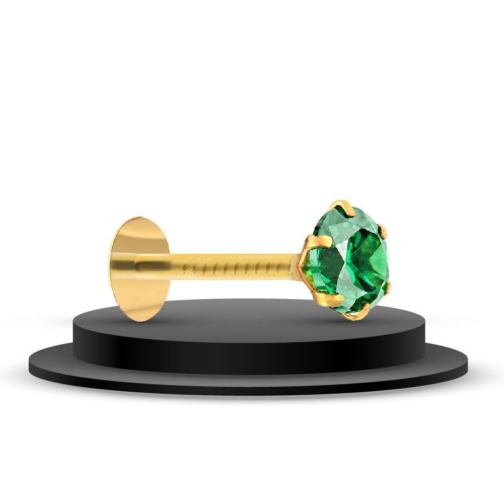 Gold plated Green Stone Nose Pin