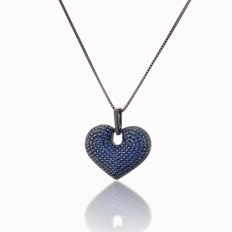 SUNSLL Gold / Black Color necklace Multi-color cubic Zirconia heart necklace for women fashion party jewelry pendant necklace
