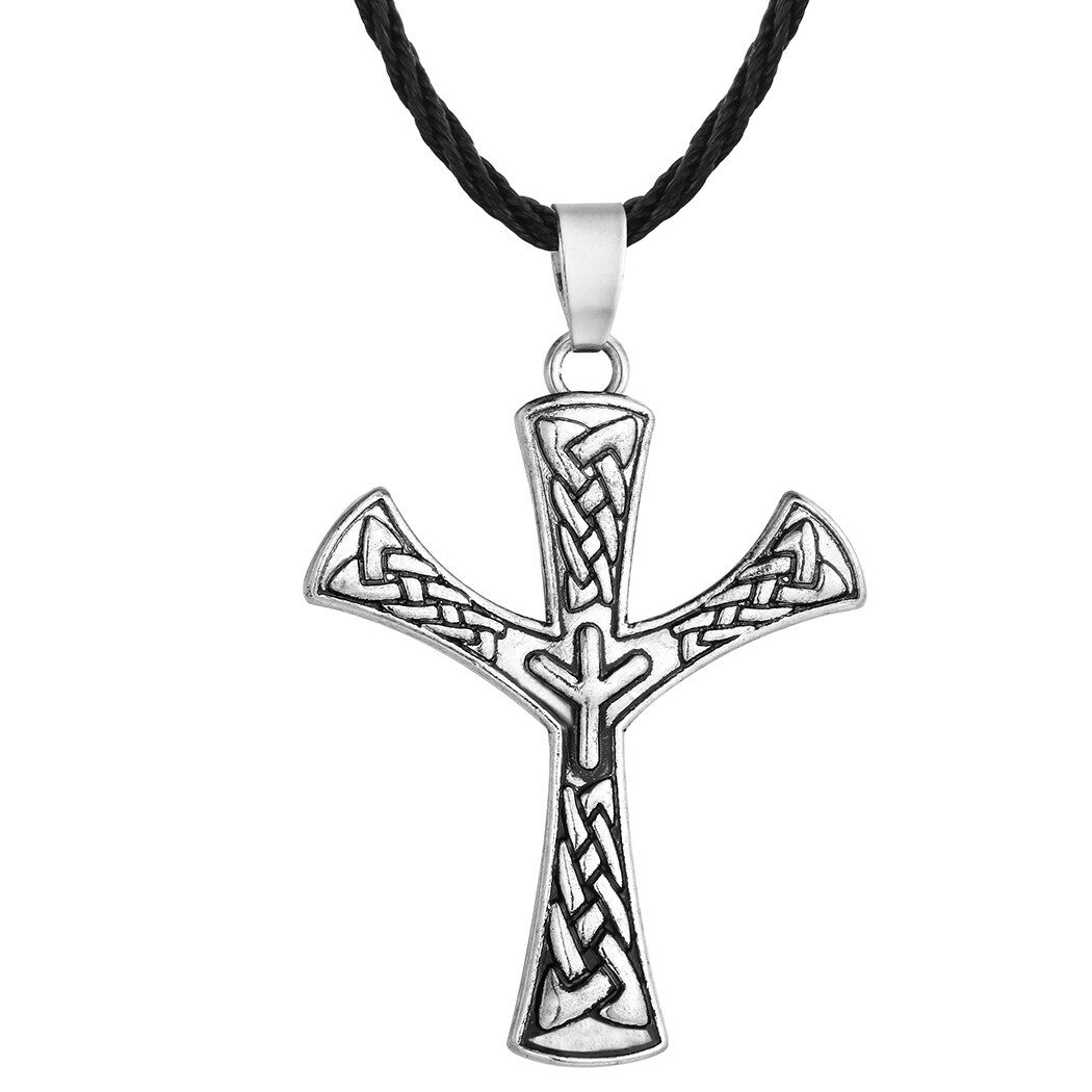 Kinitial Algiz Rune Talisman Life Rune Amulet Necklaces Pendants Viking Runes Opposition Charm Cross Necklace Slavic Jewelry