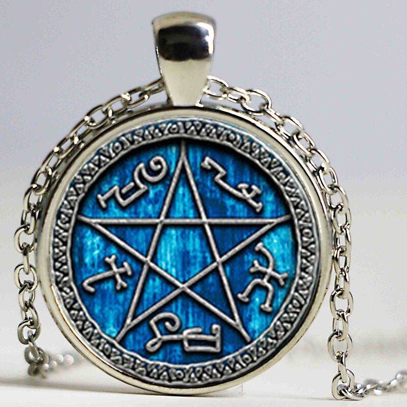 1pair Supernatural Devils Trap necklace jewelry glass Cabochon necklace HZ1