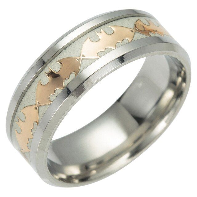 Fashion Luminous Plated Ring Dark Golden Dragon Inlay Green Background Fashion Men Fluorescent Glowing Rings Family gift