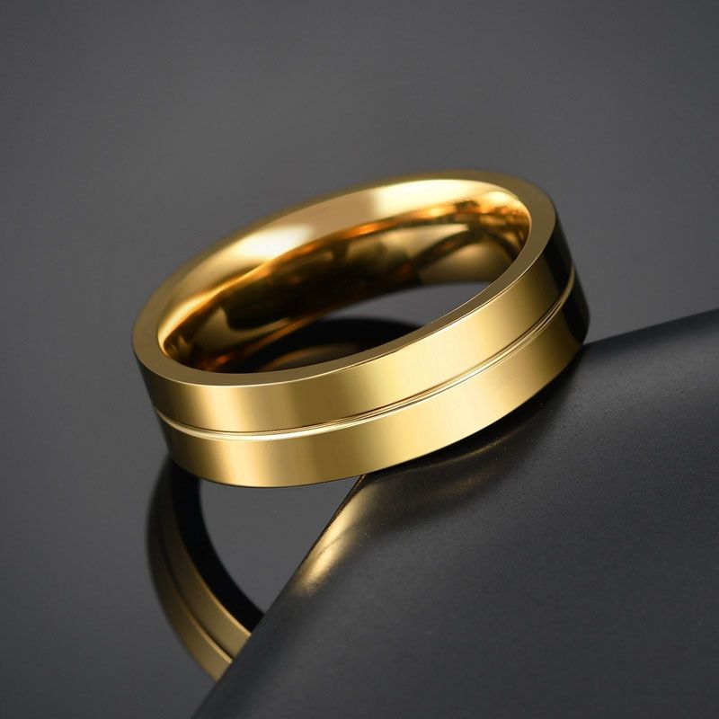 3 Color Fashion 6MM Stainless Steel Couple Ring Simple Cubic Zircon Engagement Wedding Rings For Man Or Woman Gift