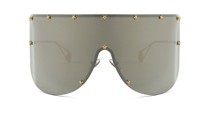 silver46092 Oversized Frame Sunglasses Men Women Fashion Shades UV400 Vintage Glasses