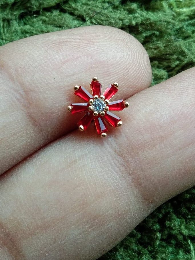 Trendy Red Nose Pin for Women. Nose Pin For Women, New Model, Trendy Design Nosering, Nose Ring.