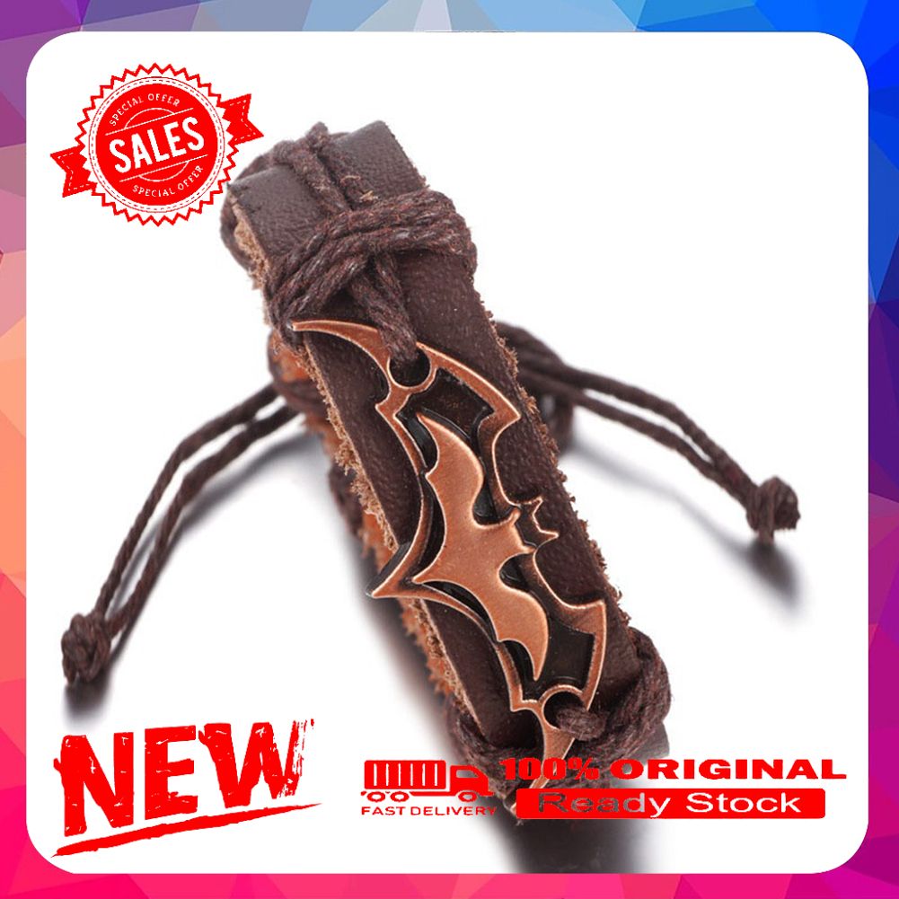 Men's Bat Bracelet Cool Faux Leather Bangle Vintage Punk Charm Jewelry Gift
