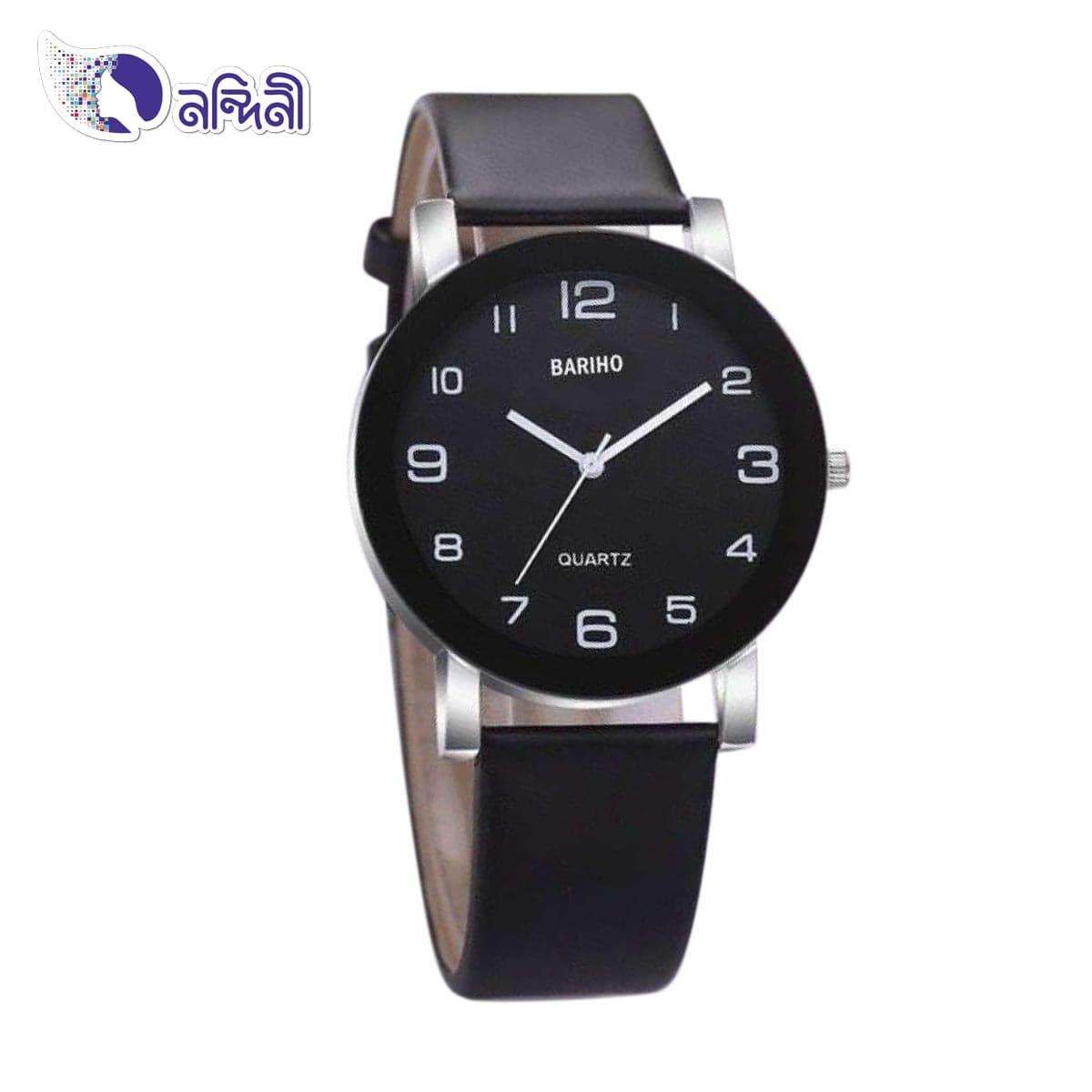 Barih-Black Artificial Leather Strap Analog Wrist Watch