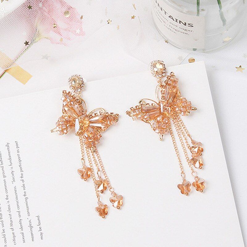 MWSONYA FashionTrendy Luxury Shiny Tassel for butterfly earrigns Party Jewelry