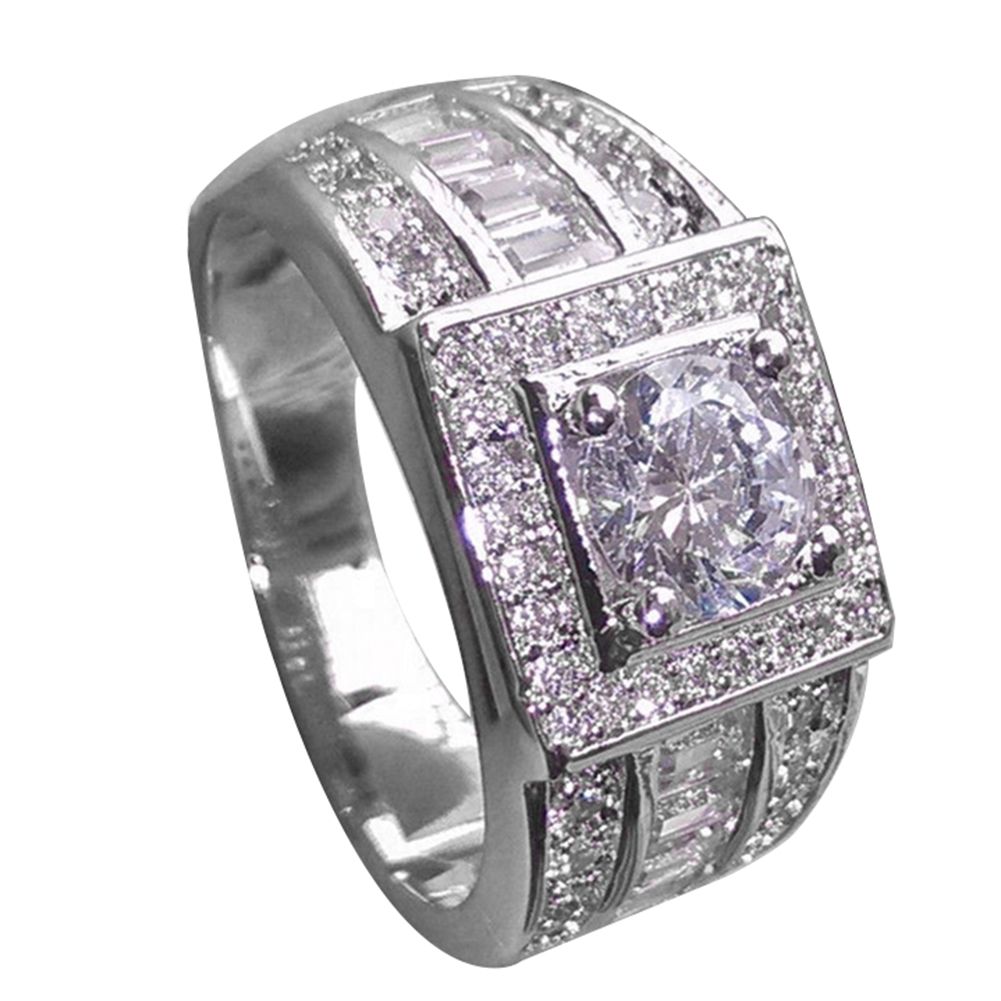 Fashion Men Rhinestone Wedding Engagement Finger Ring Party Decor Jewelry Gift