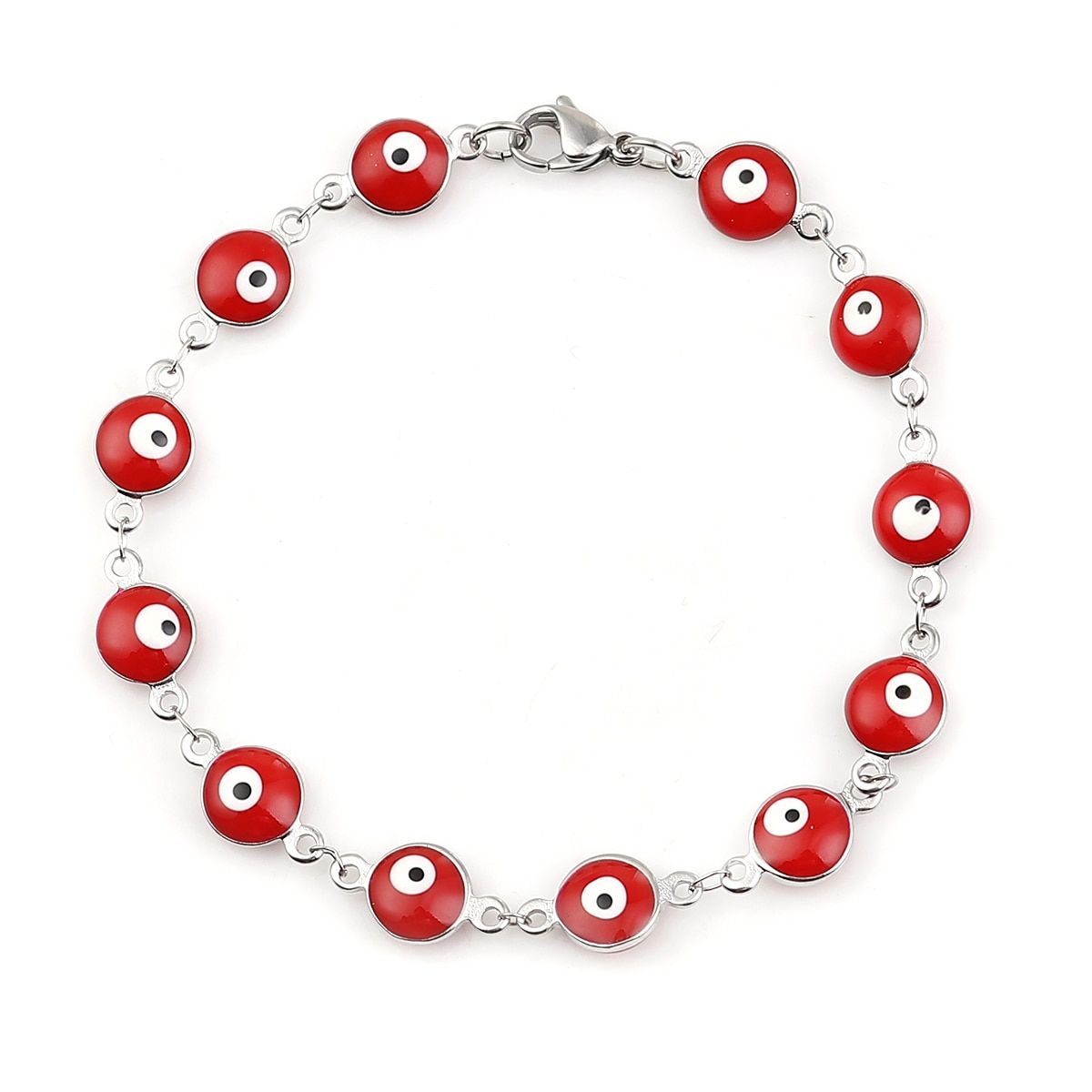 30 Styles Fashion Enamel Evil Eye Beads Charms Bracelets 304 Stainless Steel Bracelets For Women Link Chain Jewelry,1 Piece