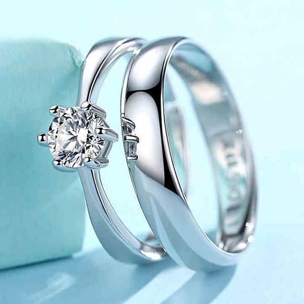Silver Zinc Alloy Finger Ring For Couple