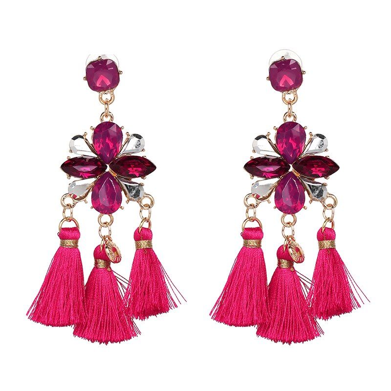2019 hot Luxury long Pendant Tassel Statement Earrings Boho Shiny Drop Dangle Earrings For Women wedding Charm Fringed Bijoux