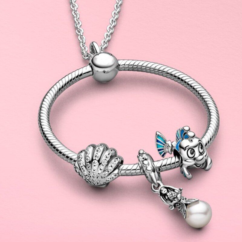 Mermaid shines shells Charms Beaded Snake Chain Pendant Necklace Charm Necklaces For Fine Charms Women Jewelry Gift