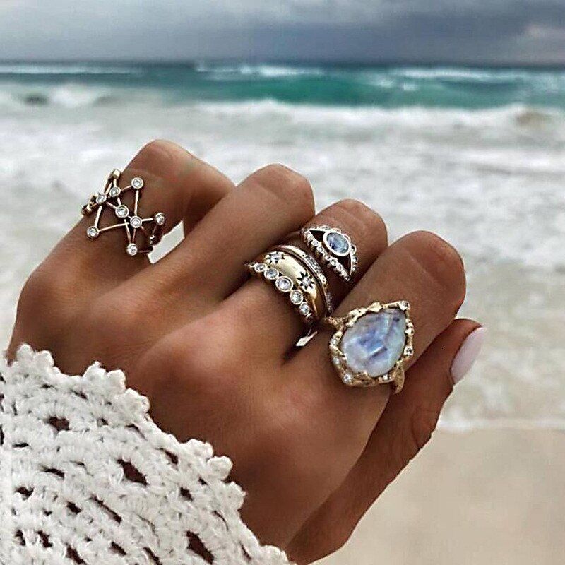 29 Style Women Ring Set Punk Geometric Lotus Cross Boho Finger Kuckle Rings Femme Indian Jewelry Vintage Accessories