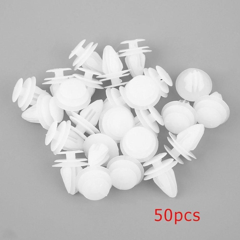 50 Pcs 8mm Universal Automobile Bumpers Hole Plastic Push Screw Rivet Door Buckle Panel Fixings Clips White For Car Auto