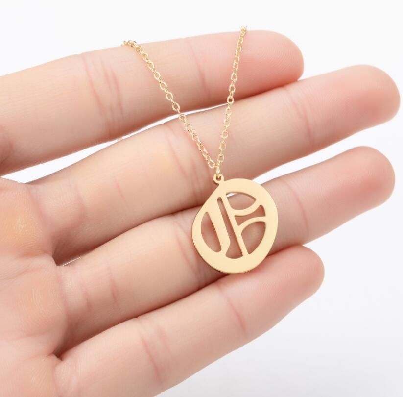 SMJEL Gothic Initial Letter Necklace Stainless Steel Jewelry Ancient Old English Letter Necklaces Alphabet Personalize Jewelry