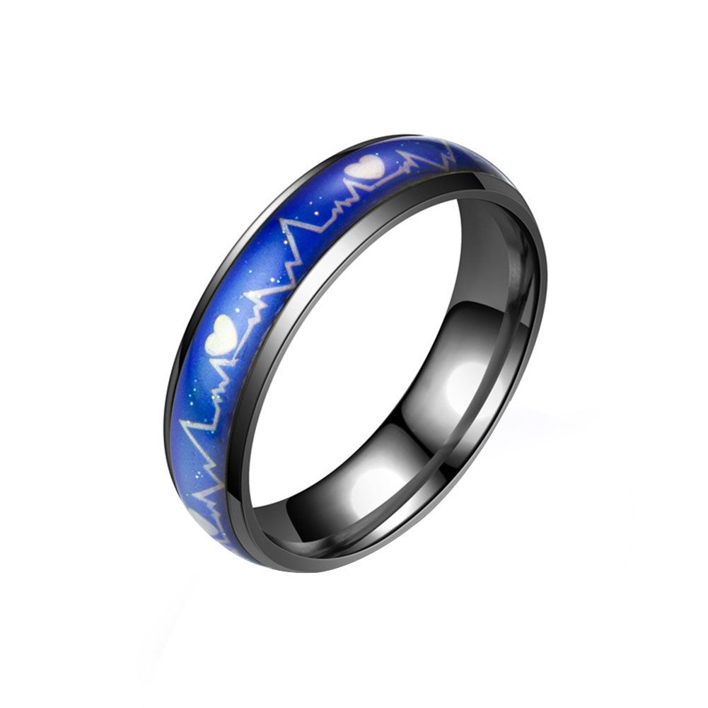 Fashion Men Women Mood Changing Color Heart Beat Ring Party Jewelry Couple Band