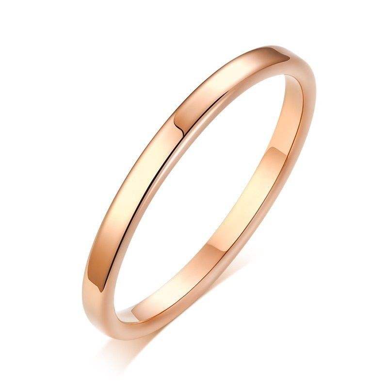 Solid Gold Flat Band 2mm Women Ring Stainless Steel Yellow Rose Gold And silver color Wedding Engagement Jewelry