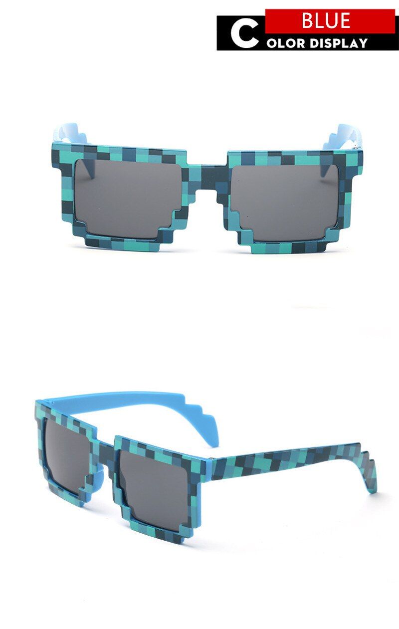 Blue FrameVintage Square Novelty Mosaic Sun Glasses Boys Girls for 4-12 Years Sunglasses Trendy Pixel abstract Kids Eyewares Oculos de sol