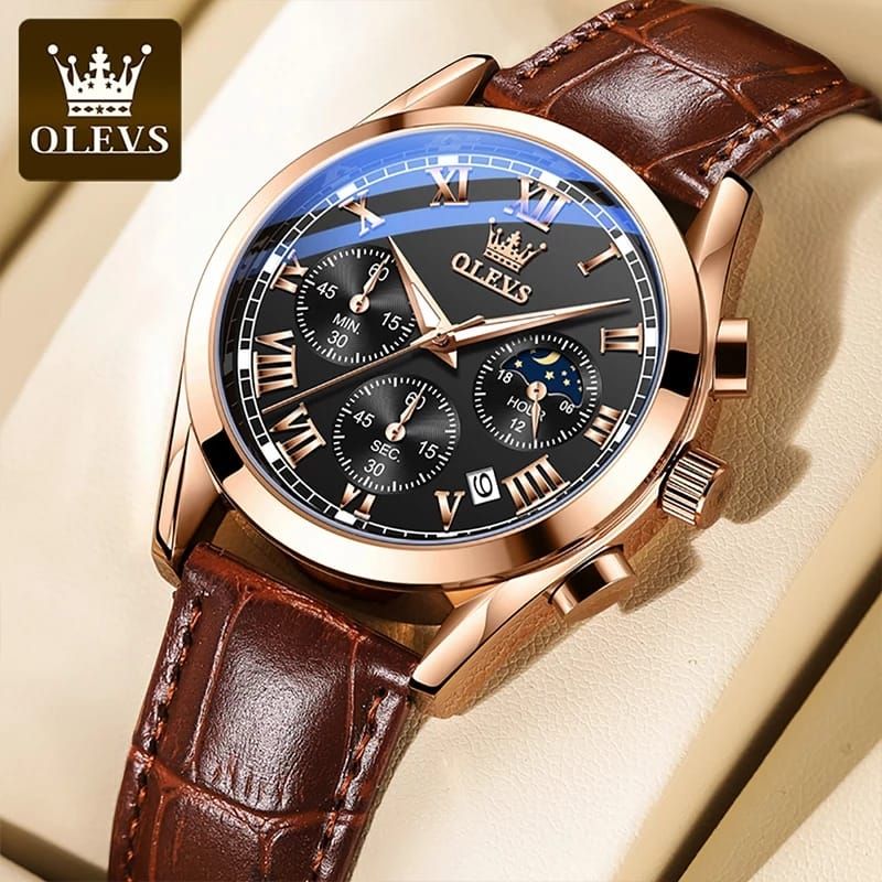 2020 New OLEVS Mens Watches Fashion Business Waterproof Quartz Wrist Watch Men Top Brand Luxury Leather Strap Sport Clock Male