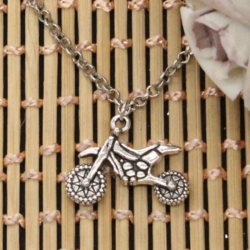 New Fashion Motorcycle Motorcross Pendants Round Cross Chain Short Long Mens Womens DIY Silver Color Necklace Jewelry Gift