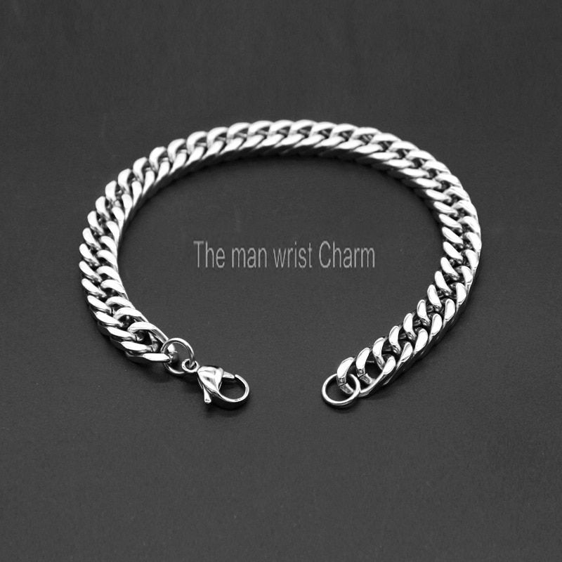 1PC Vnox Mens Simple 3-11mm Stainless Steel Curb Cuban Link Chain Bracelets for Women Unisex Wrist Jewelry Gifts
