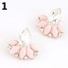 Women's Korean Style Teardrop Leaf Inlaid Rhinestone Earrings Ear Studs Jewelry