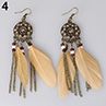 Women's Vintage Bohemia Ethnic Dream Catcher Feathers Tassels Long Hook Earrings