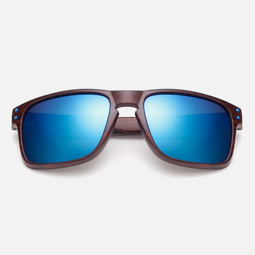 06-Brown-BlueFashionable Wood Sunglasses Men Reflective Sports Sun Glasses Outdoors Square Eyewear Gafas De Sol Oculos De Sol Masculino