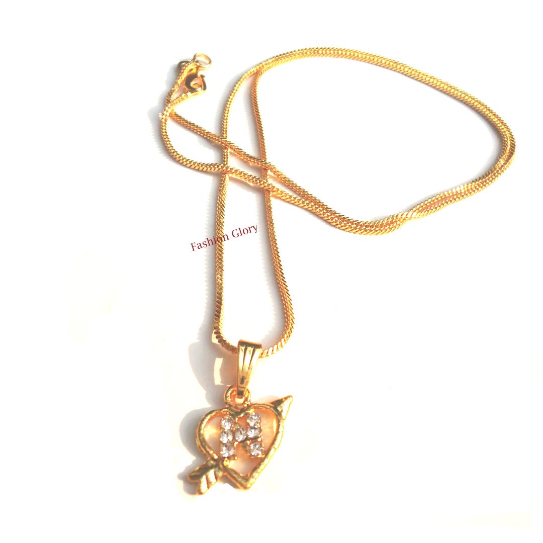 Romantic Alphabet Heart Shape Gold Plated Necklace (Chain) With Beautiful Locket for Women and Girls.