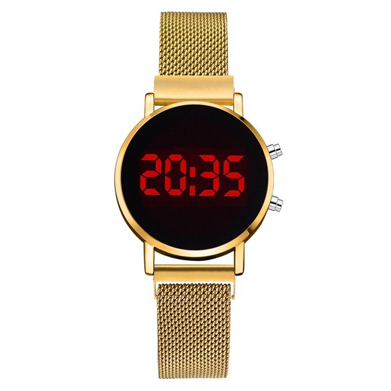 Women Touch Screen LED Watches Magnetic Mesh Belt Female Watch Electronic Clock Digital Wristwatches Relogio Feminino