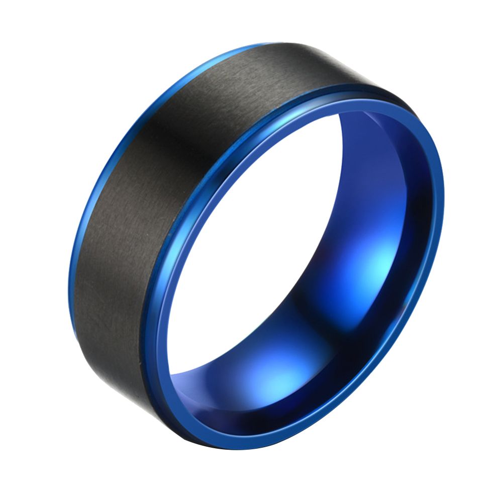 Fashion Men Dual Color Stainless Steel Band Ring Finger Jewelry Birthday Gift