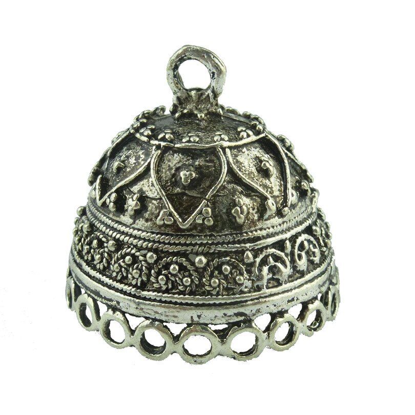 2pcs Retro Silver Filigree Pendant Tassel Cap End Jewelry Findings Crafts Making(null)
