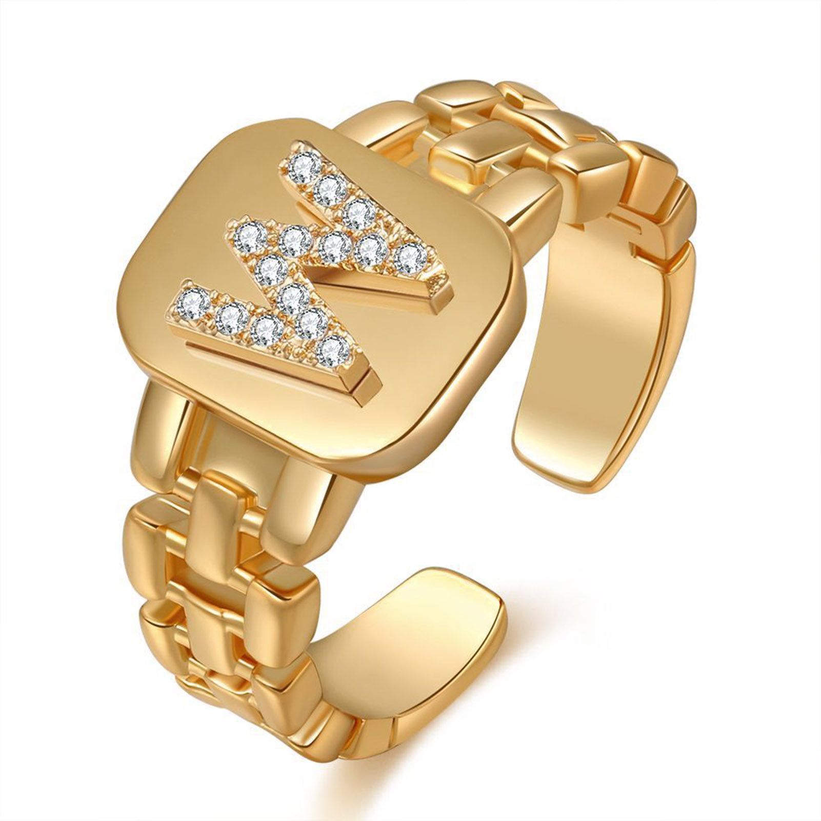Wedding Ring Electroplating Shining Rhinestone Initials Punk Party Ring