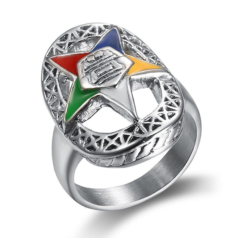 New trendy order of the eastern star rings for women ladies party band ring masonic jewelry for women oes rings