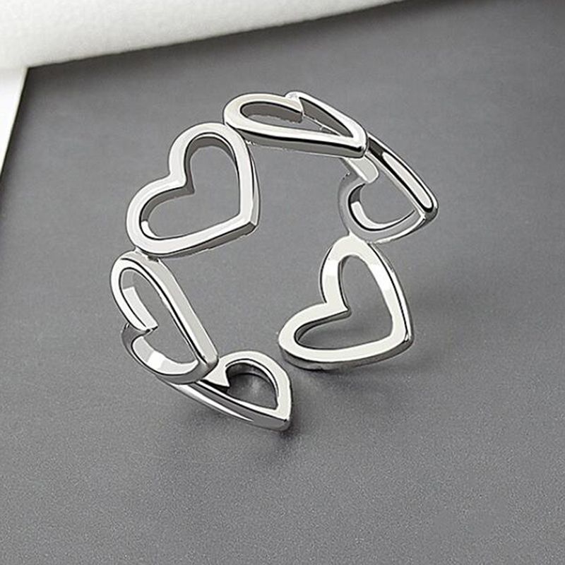 Geometric Heart Hollowout Adjustable Ring Minimalist Jewelry forWomen Party Gift