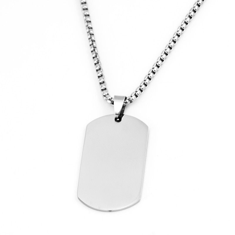 Stainless Steel Military Plate Collar Dogtag ID Pendant Necklace For Men Blank Army Ketting Soldier Mirror Polished