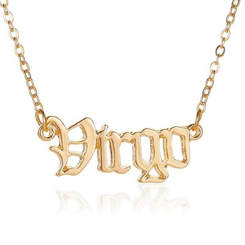 Modyle Constellation Zodiac Necklaces Jewelry for Women Antique Style Designed Letter Taurus Aries Necklaces Collier(null)