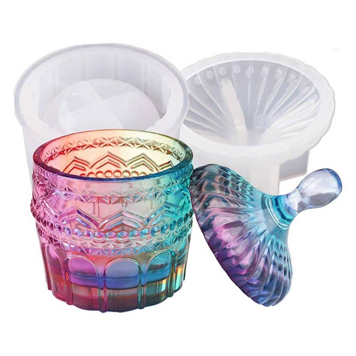 DIY Crystal Epoxy Resin Storage Silicone Mold Cosmetic Cup Jewelry Box Silicone Mold for Resin